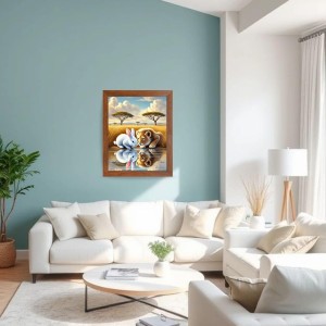 AI Funny Lion with Squirrel Art Picture for Kids - 10x14 inches, Brown Color - Perfect Wall Decor for Children's Room AI Funny Lion with Squirrel Art Picture for Kids - 10x14 inches, Brown Color - Perfect Wall Decor for Children's Room