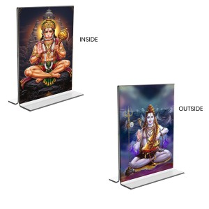 Sri Hanuman & Lord Shiva Acrylic T-Style Photo Stand - 5x7 Inches, Compact and Stylish Spiritual Display, easily change 2 photos (Pack of 1)