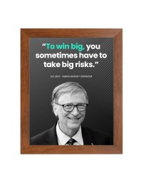 Bill Gates & Famous Quote Brown Frame, 18x22InchesInspirational Wall Art for Office, Home DecorIdeal Spiritual Gift