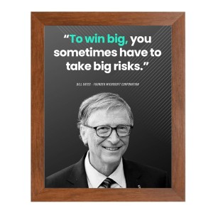 Bill Gates & Famous Quote Brown Frame, 18x22InchesInspirational Wall Art for Office, Home DecorIdeal Spiritual Gift