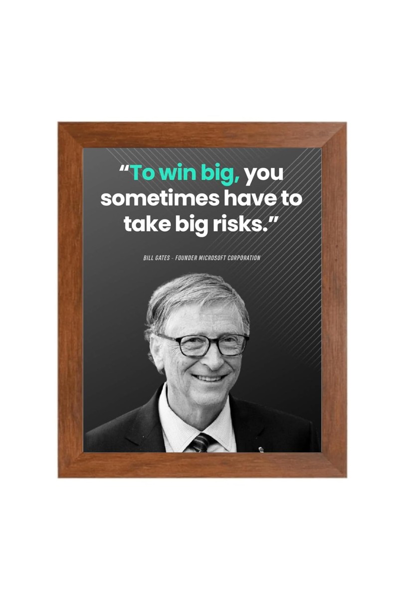 Bill Gates & Famous Quote Brown Frame, 18x22InchesInspirational Wall Art for Office, Home DecorIdeal Spiritual Gift