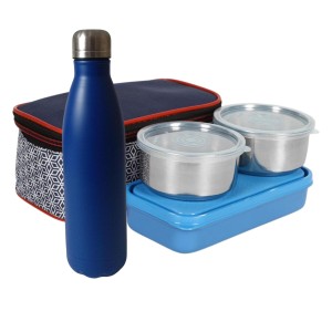 Combo of Lunchbox & 750ml Stainless Steel Water Bottle | Leak-Proof, BPA-Free, Ideal for Office, School, Travel | Durable & Eco-Friendly