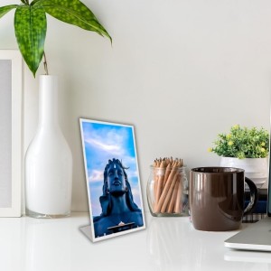 Car Desk/Table Top AdiyogiShiva Acrylic L-Style Photo Stand - 2.5x3.5 Inches, Compact And Stylish Spiritual Display (F6710)