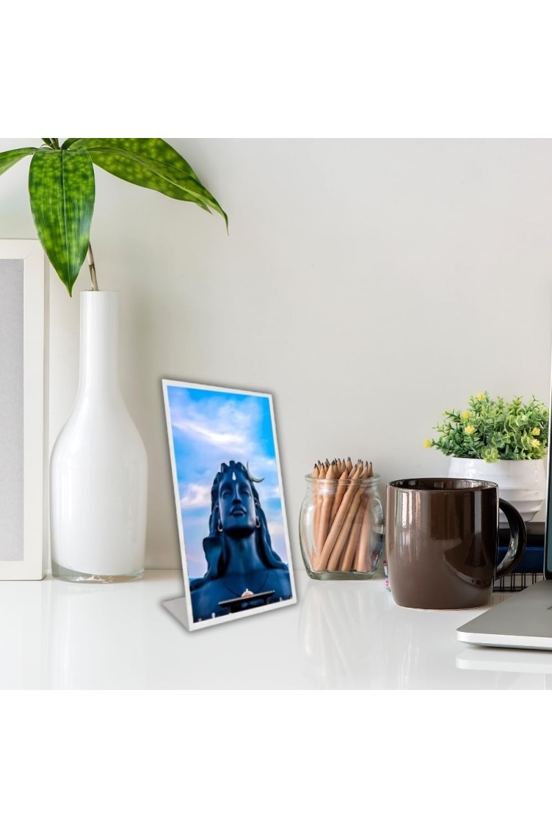Car Desk/Table Top AdiyogiShiva Acrylic L-Style Photo Stand - 2.5x3.5 Inches, Compact And Stylish Spiritual Display (F6710)
