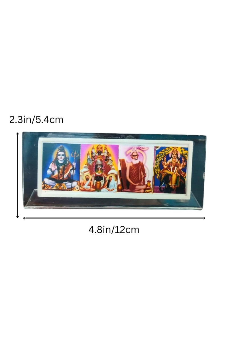 Acrylic Table Photo Stand with Mahadev, Dakhineswar maa kaali, Baba Lokenath Vishwakarma Hindu God Images | Transparent Desk Photo Frame for Home Temple, Office & Car Dashboard | Decorative Religious Tabletop Display Stand