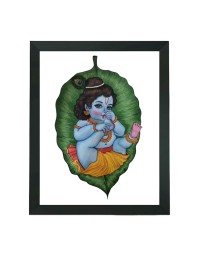 Hitech Sales Nanha Gopal Ji Polystyrene Photo Frame for Pooja Room, Temple Decor, Home Decoration and Gifting (Wall and Tabletop, Rectangular, Printed Photo, 7.12 x 9.12 inches Frame, Black)