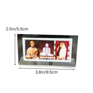Acrylic Table Photo Frame with Sri Ramakrishna, Sarada Ma & Swami Vivekananda | Crystal Clear Religious Photo Stand for Home Temple, Office Desk & Gifting