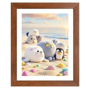 AI Funny Cute penguins Art Picture for Kids - 10x14 inches, Brown Color - Perfect Wall Decor for Children's Room
