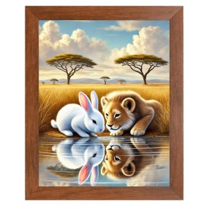 AI Funny Lion with Squirrel Art Picture for Kids - 10x14 inches, Brown Color - Perfect Wall Decor for Children's Room AI Funny Lion with Squirrel Art Picture for Kids - 10x14 inches, Brown Color - Perfect Wall Decor for Children's Room