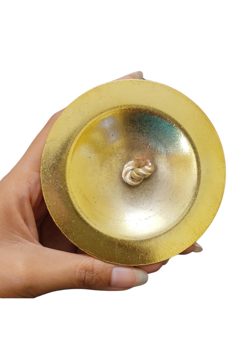 HiTechMart Handcrafted Brass Manjeera – 9cm Indian Classical Musical Instrument for Bhajan, Kirtan, Puja – Traditional Cymbals with Clear, Resonant Sound – 185gm Lightweight with Durable String