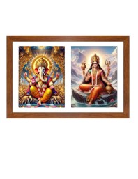 Lord ganesha and goddess parvathi maa Photo Frame - 11x15Inches - Spiritual Artwork for Home Wall Decoration, Puja Room and Office Decoration and Gifting
