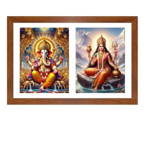 Lord ganesha and goddess parvathi maa Photo Frame - 11x15Inches - Spiritual Artwork for Home Wall Decoration, Puja Room and Office Decoration and Gifting