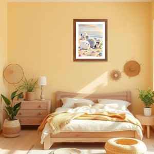 AI Funny Cute penguins Art Picture for Kids - 10x14 inches, Brown Color - Perfect Wall Decor for Children's Room