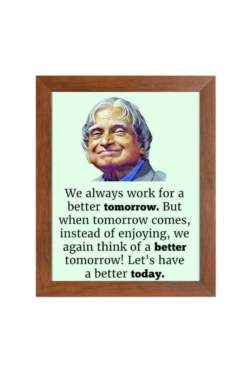 A P J Abdul Kalam & Famous Quote Brown Frame, 18x22InchesInspirational Wall Art for Office, Home DecorIdeal Spiritual Gift
