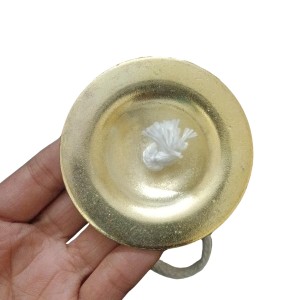 HiTechMart Handcrafted Brass Manjeera &ndash; 7.5cm Indian Classical Musical Instrument for Bhajan, Kirtan, Puja &ndash; Traditional Cymbals with Clear, Resonant Sound &ndash; 118gm Lightweight with Durable String