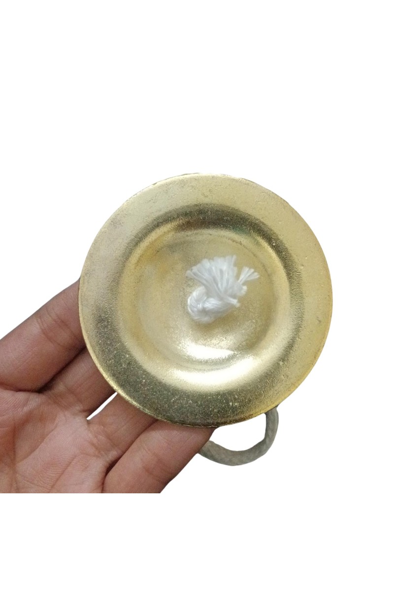 HiTechMart Handcrafted Brass Manjeera – 6.5cm Indian Classical Musical Instrument for Bhajan, Kirtan, Puja – Traditional Cymbals with Clear, Resonant Sound – 106g Lightweight with Durable String