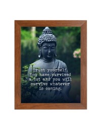 Buddha & His Famous Quote Photo Frame - Brown Frame, Perfect for Office & Wall Decoration, Ideal Gift