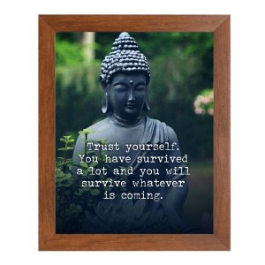 Buddha & His Famous Quote Photo Frame - Brown Frame, Perfect for Office & Wall Decoration, Ideal Gift