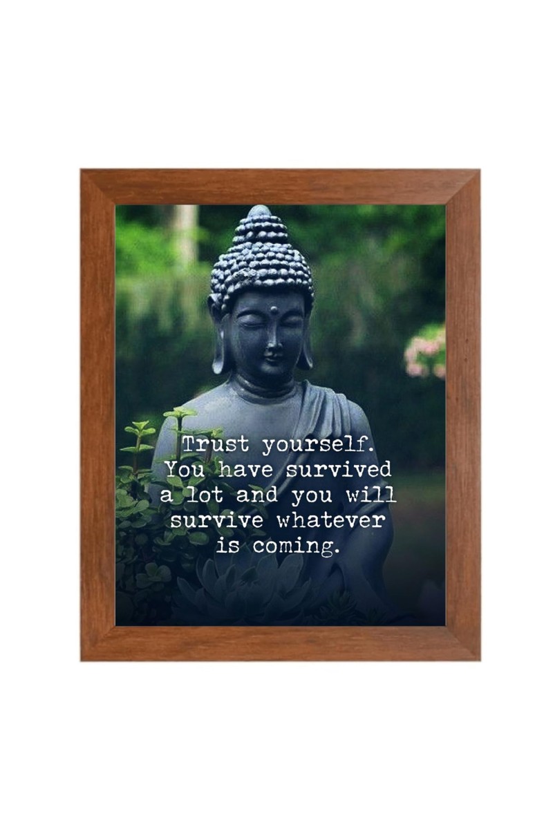 Buddha & His Famous Quote Photo Frame - Brown Frame, Perfect for Office & Wall Decoration, Ideal Gift