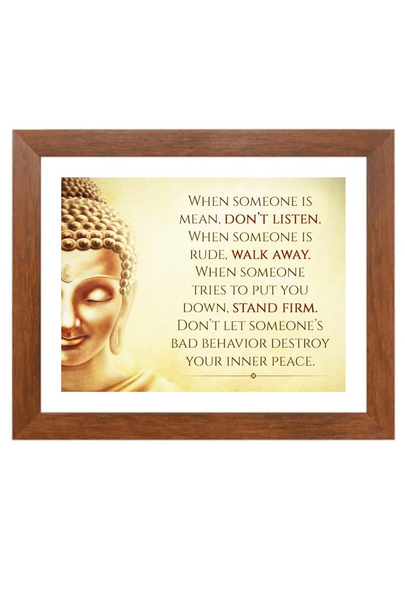 Buddha & Famous Quote Brown Frame, 12x16InchesInspirational Wall Art for Office, Home DecorIdeal Spiritual Gift
