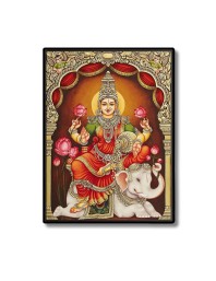 Gajalakshmi Laminated Photo - 13x15 Inches, Divine Blessings for Home & Office and Temple Decoration