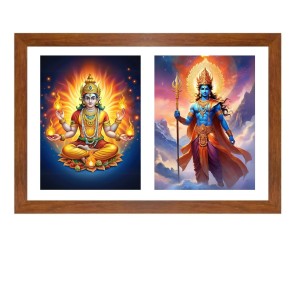 Agni deva and indra Photo Frame - 13x17Inches - Spiritual Artwork for Home Decor, Puja Room and Office Decoration