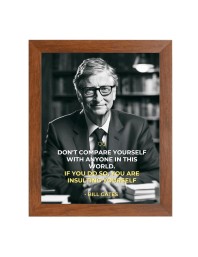 Bill Gates & Famous Quote Brown Frame, 14x18InchesInspirational Wall Art for Office, Home DecorIdeal Spiritual Gift