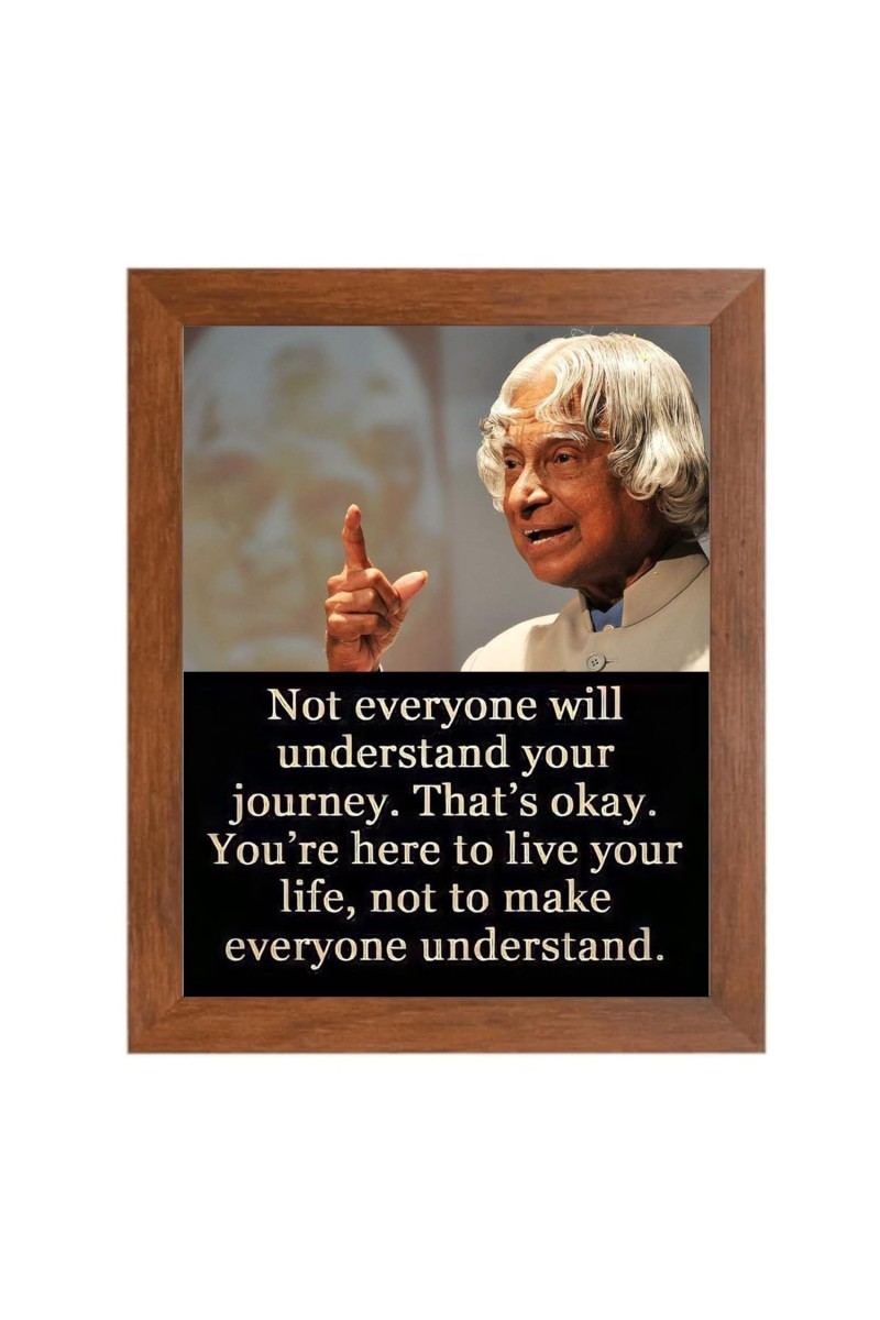 A P J Abdul Kalam & Famous Quote Brown Frame, 10x14InchesInspirational Wall Art for Office, Home DecorIdeal Spiritual Gift