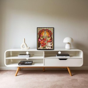 Gajalakshmi Laminated Photo - 13x15 Inches, Divine Blessings for Home & Office and Temple Decoration