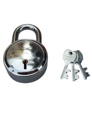 Hi Tech Sales New Round Lock (HUNHAR) | Steel Body | Iron Liver | Double Locking | 3 Silver Keys | 1 Lock | Made in India