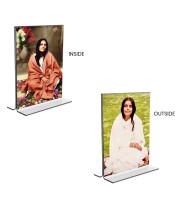 Anandamayee Debi Acrylic T-Style Photo Stand - 11x13 Inches, Compact and Stylish Spiritual Display, easily change 2 photos (Pack of 1)