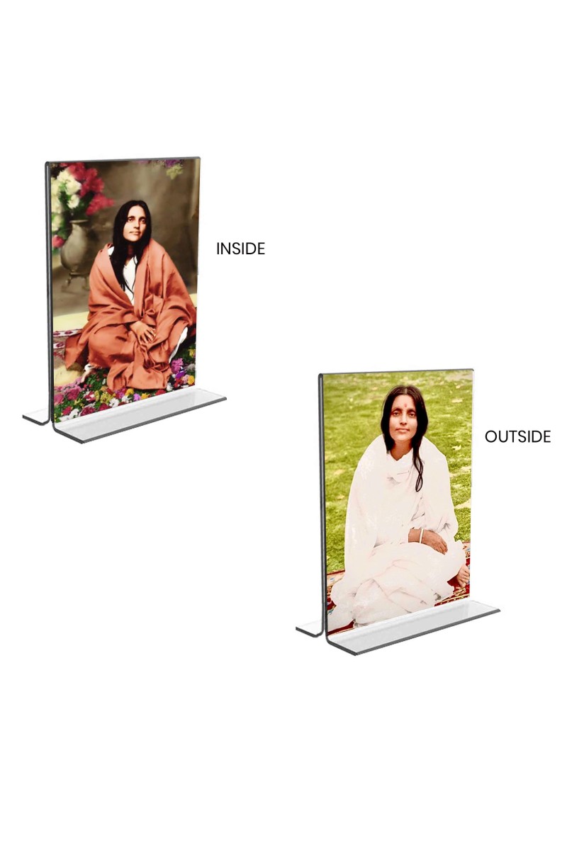 Anandamayee Debi Acrylic T-Style Photo Stand - 11x13 Inches, Compact and Stylish Spiritual Display, easily change 2 photos (Pack of 1)