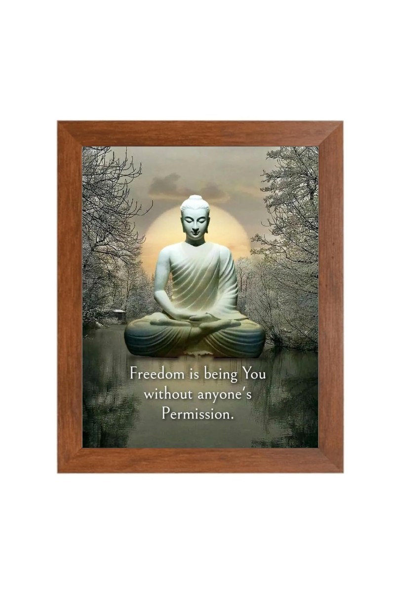 Buddha & Famous Quote Brown Frame, 14x18InchesInspirational Wall Art for Office, Home DecorIdeal Spiritual Gift
