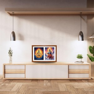 Agni deva and indra Photo Frame - 13x17Inches - Spiritual Artwork for Home Decor, Puja Room and Office Decoration