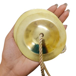 HiTechMart Handcrafted Brass Manjeera – 9cm Indian Classical Musical Instrument for Bhajan, Kirtan, Puja – Traditional Cymbals with Clear, Resonant Sound – 185gm Lightweight with Durable String