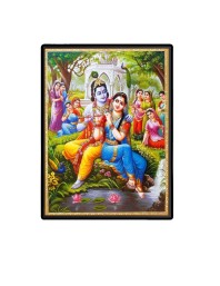Radha Krishna Laminated Photo - 5x7 Inches, Divine Blessings for Home & Office and Temple Decoration
