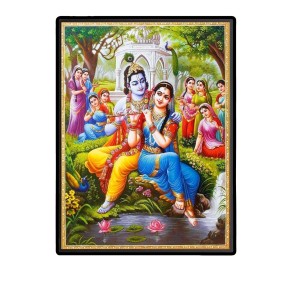 Radha Krishna Laminated Photo - 5x7 Inches, Divine Blessings for Home & Office and Temple Decoration