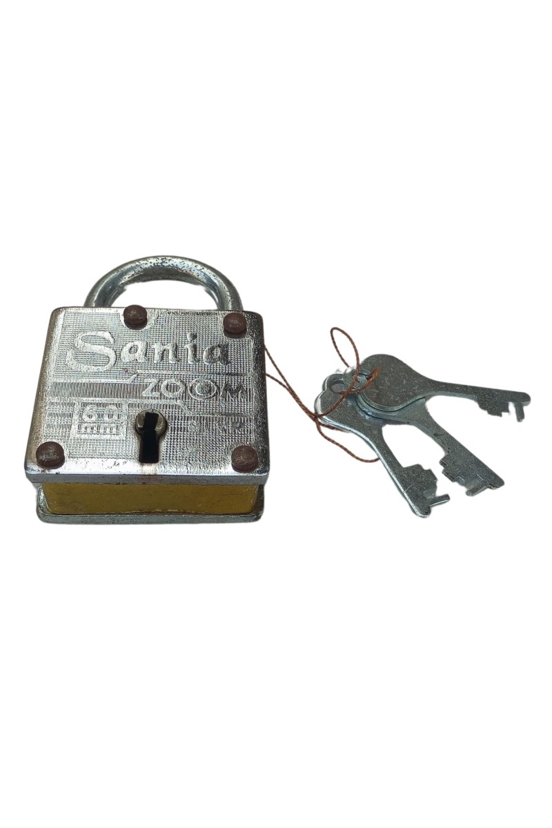 Hi Tech Sales New Square Lock (Sania Zoom) 8 lvr | Iron Body 60 mm | 3 Silver Keys | 1 Lock