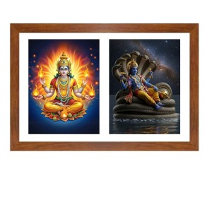 Agni deva and vishnu Photo Frame - 17x21Inches - Spiritual Artwork for Home Decor, Puja Room and Office Decoration
