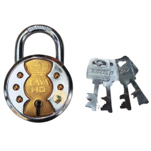 Hitech Sales Heavy-Duty Hardened Steel Padlock with 4 Keys, Brass Body (Lava HD) Durable Lock for Home, Office, and Outdoor Use