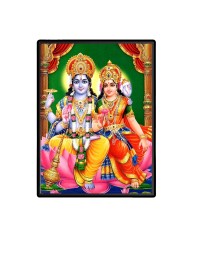 Lord Vishnu Maa Lakshmi Laminated Photo (7x9 Inches Without glass) Divine Blessings for Table and Walls,Home & Office and Temple Decoration