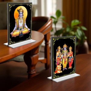 Sri Krishna & Ram Darbar Acrylic T-Style Photo Stand, Compact and Stylish Spiritual Display, easily change 2 photos (Pack of 1) Sri Krishna & Ram Darbar Acrylic T-Style Photo Stand, Compact and Stylish Spiritual Display, easily change 2 photos (Pack of 1)