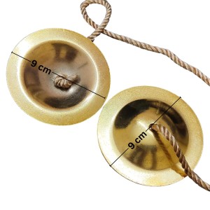HiTechMart Handcrafted Brass Manjeera – 9cm Indian Classical Musical Instrument for Bhajan, Kirtan, Puja – Traditional Cymbals with Clear, Resonant Sound – 185gm Lightweight with Durable String
