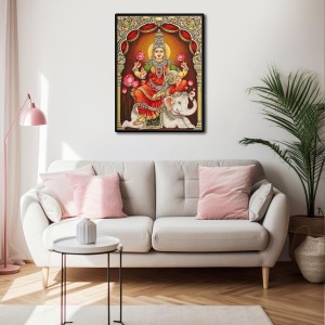 Gajalakshmi Laminated Photo - 13x15 Inches, Divine Blessings for Home & Office and Temple Decoration
