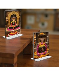 Lord Shiva Lingam Acrylic T-Style Photo Stand, Compact and Stylish Spiritual Display, easily change 2 photos (Pack of 1)