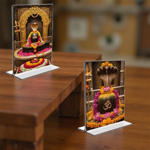 Lord Shiva Lingam Acrylic T-Style Photo Stand, Compact and Stylish Spiritual Display, easily change 2 photos (Pack of 1) Lord Shiva Lingam Acrylic T-Style Photo Stand, Compact and Stylish Spiritual Display, easily change 2 photos (Pack of 1)