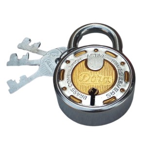 Hi Tech Sales (Dura) 7-Lever Brass Combination Padlock with Hardened Steel Shackle and 3 Keys for Home, Office, and Outdoor Security