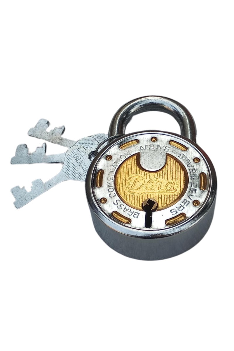 Hi Tech Sales (Dura) 7-Lever Brass Combination Padlock with Hardened Steel Shackle and 3 Keys for Home, Office, and Outdoor Security