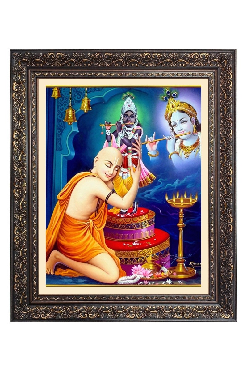 Sri Chaitanya with Sir Krishna Big Photo Frame - 16x20 Inches for Home & Office Decoration