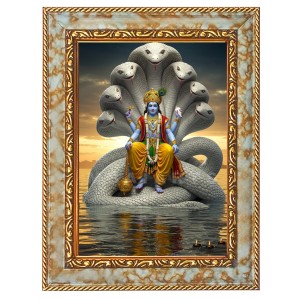 Lord Vishnu Digital Print Photo 6.7x8.7 inches (I6007) - Vibrant Religious Wall Art for Home or Office Decor.